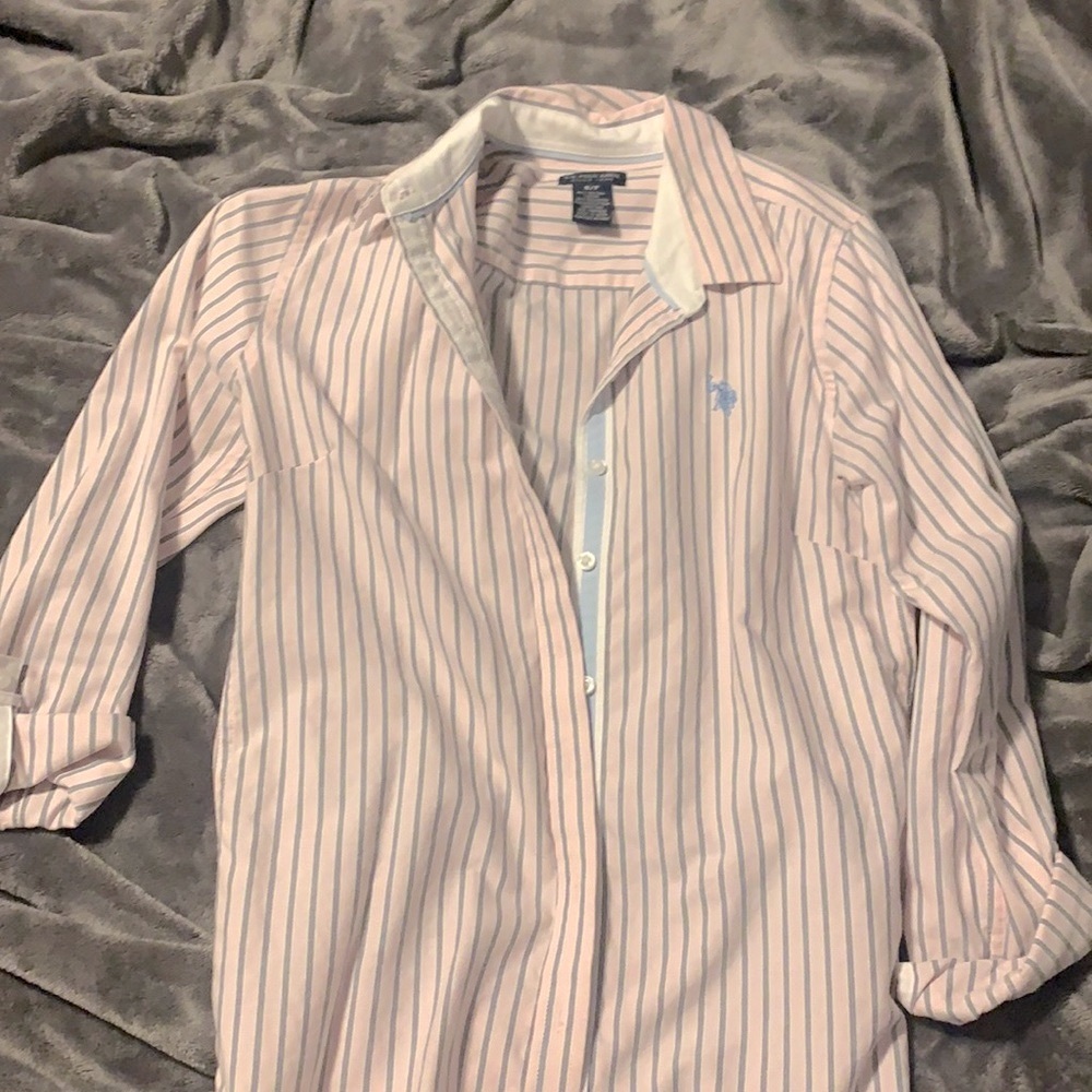 Pink US Polo assn. pinstriped blouse